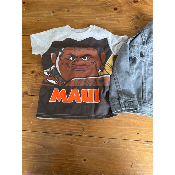 Disney Other - Disney Maui Moana Shirt & Marvel Spider-Man Grey Denim Jacket Bundle Toddler 2T
